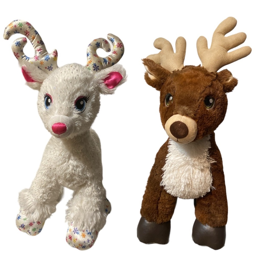Build A Bear Santa Reindeer Plush Bundle Dasher Christmas Glisten Stuffed Animal
